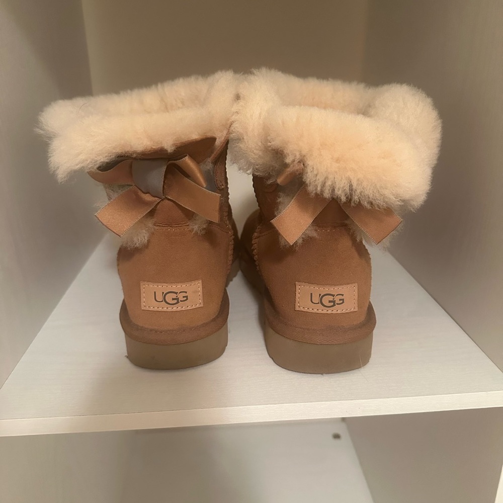 UGG Tan Sheepskin Boots with Bows